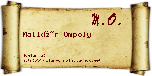 Mallár Ompoly névjegykártya